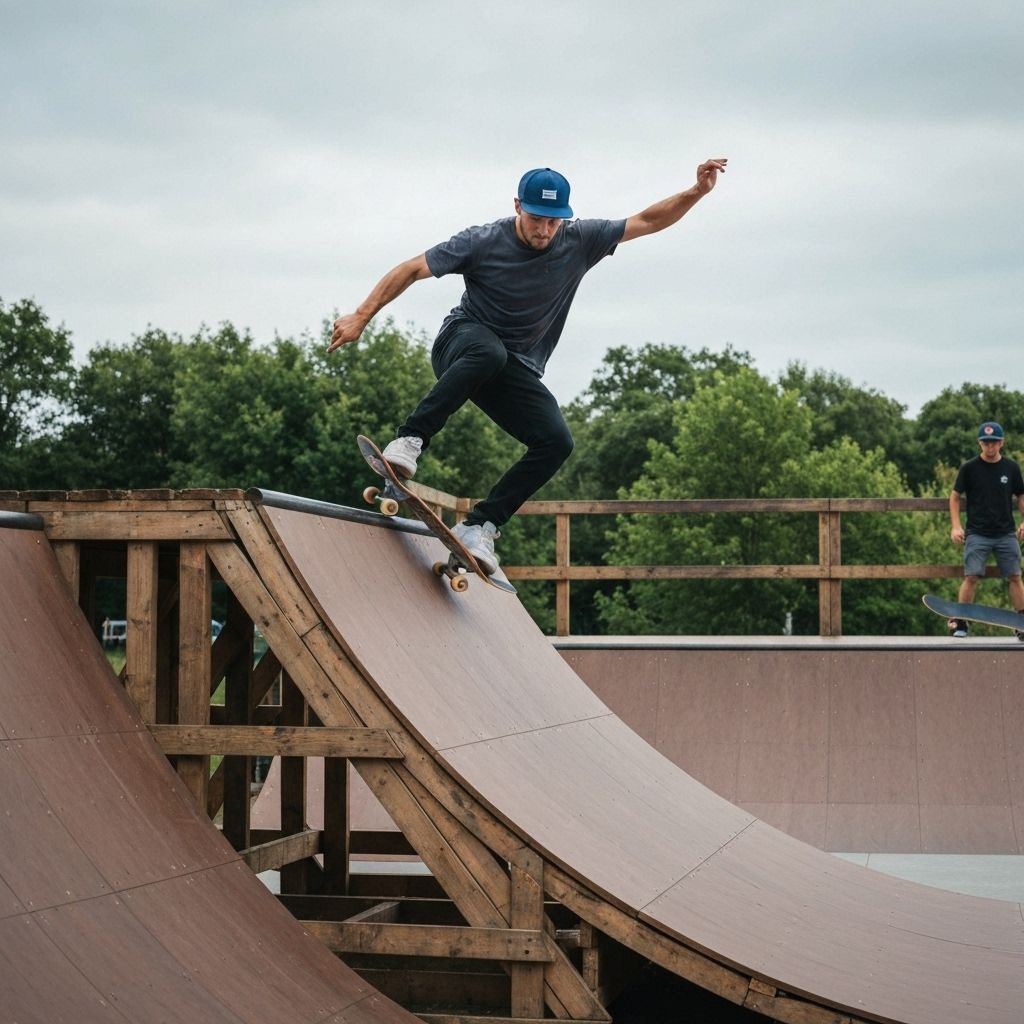 Skater on wooden miniramp